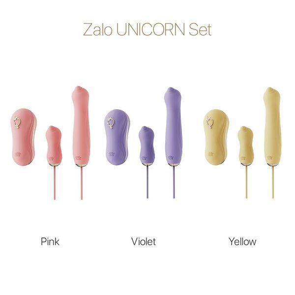Набір 3в1 Zalo &ndash; UNICORN Set Pink, віброяйце, пульсатор, вакуумний стимулятор SO6687 фото