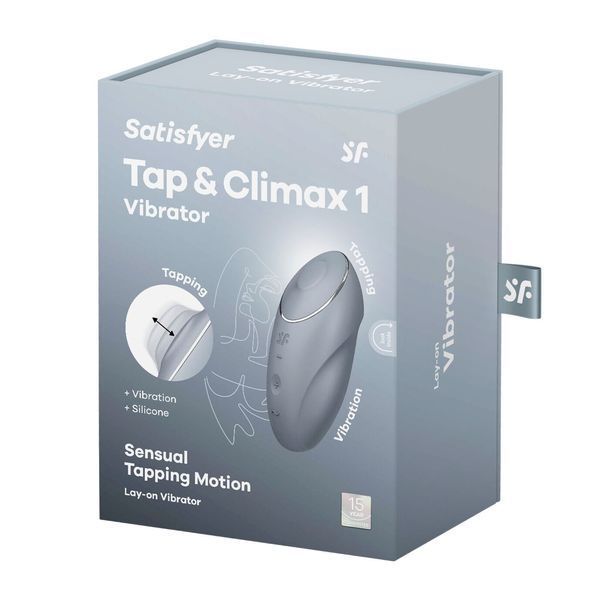 Вибростимулятор-пульсатор Satisfyer Tap & Climax 1 Bluegrey, эффект постукивания пальцем, 2 мотора SX0568 фото
