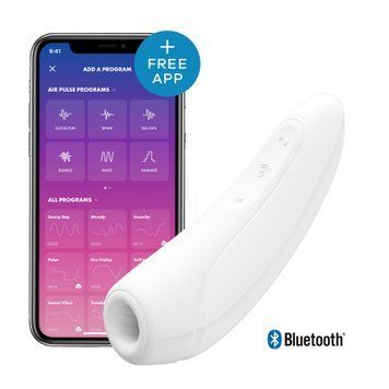 Вакуумний кліторальний стимулятор Satisfyer Curvy 1+ White з керуванням через інтернет SO3781 фото