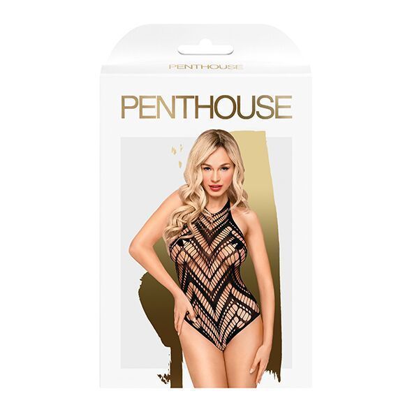 Боді з геометричним орнаментом Penthouse - Go Hotter Black XL SO5263 фото