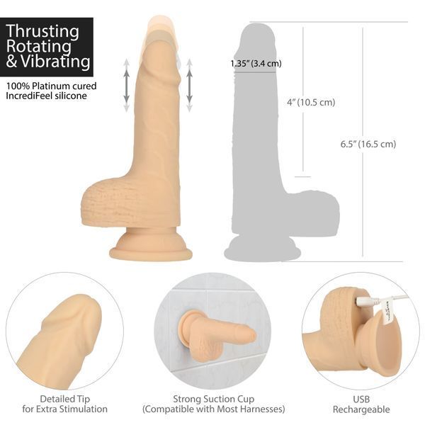 Фаллоимитатор-пульсатор Naked Addiction 6.5&Prime; Thrusting Dong With Remote, движения вперед-назад,пульт SO7756 фото