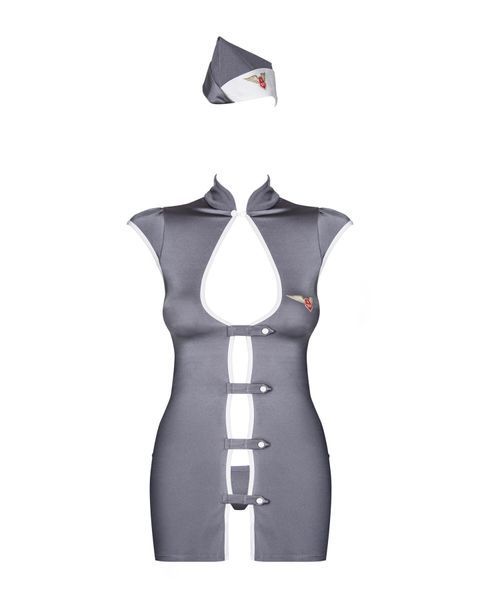 Эротический костюм стюардессы Obsessive Stewardess 3 pcs costume grey S/M (мятая упаковка!!!) SO7308-R фото