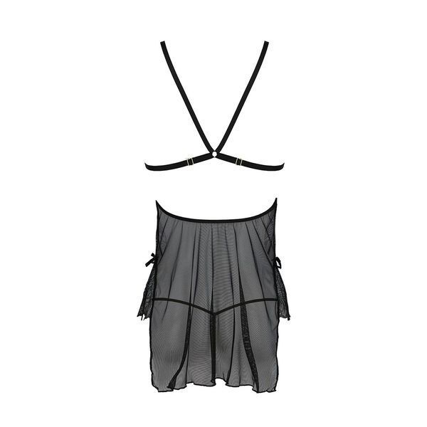 Сорочка Passion DELIENA CHEMISE S/M black, стрінги із заниженою талією SO8419 фото