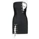 Мини-платье из экокожи Passion CELINE CHEMISE 6XL/7XL, black, шнуровка, трусики в комплекте SO7062 фото 3