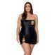 Мини-платье из экокожи Passion CELINE CHEMISE 6XL/7XL, black, шнуровка, трусики в комплекте SO7062 фото 1