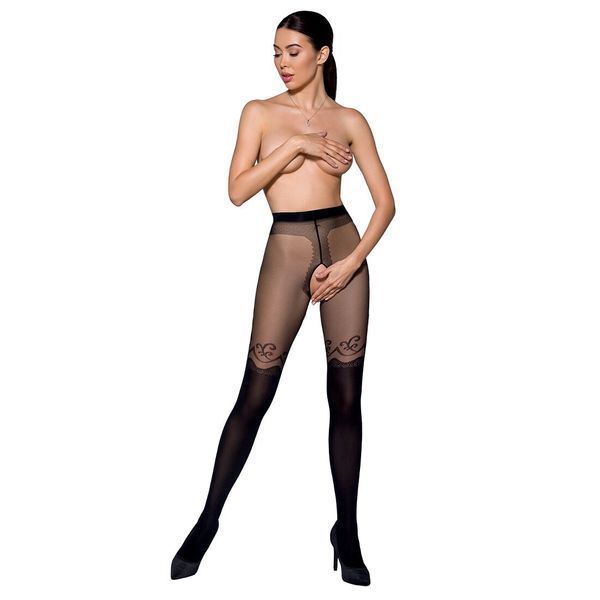 Колготки с открытым доступом, двойная плотность Passion TIOPEN 012 1/2 (20/40 den), black SO5814 фото