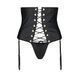 Пояс-корсет из экокожи Passion CELINE SET with Open Bra 6XL/7XL, black, шнуровка, пажи, стринги SO7064 фото 3